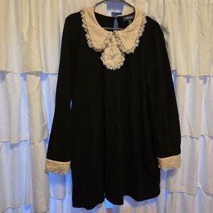 Modcloth Black Dress with Cream Lace Trim